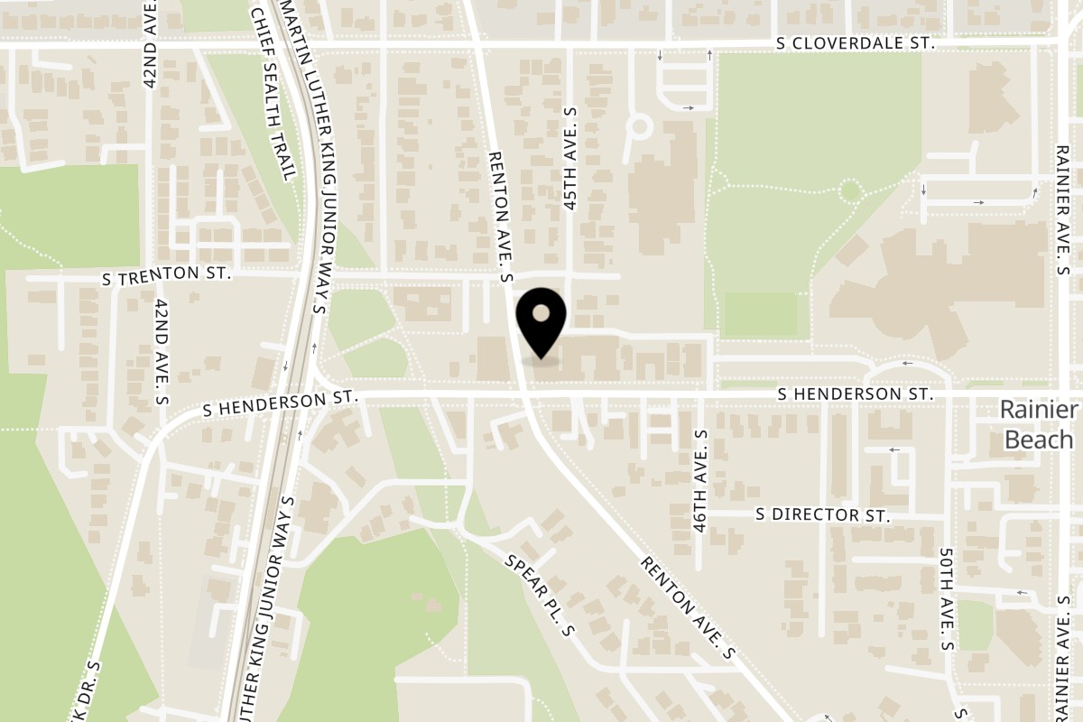 Map showing the location of Union N Eritrean and Ethiopian Bar and Restaurant on 8824 Renton Ave S in Seattle